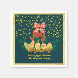 Whimsical hen and chick Christmas Paper Napkin Servet