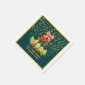 Whimsical hen and chick Christmas Paper Napkin Servet (Hoek)