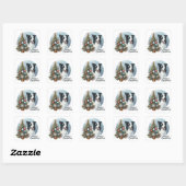 Whimsical Herding Border Collie Hond Merry Xmas Vierkante Sticker (Vel)