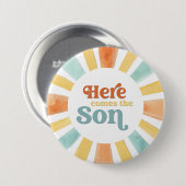 Whimsical Here Comes the Son Baby Shower Ronde Button 7,6 Cm (Voorkant /achterkant)