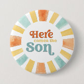 Whimsical Here Comes the Son Baby Shower Ronde Button 7,6 Cm (Voorkant)