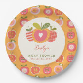 Whimsical Herfst Apple Theme Baby shower Sinaasapp Papieren Bordje (Voorkant)