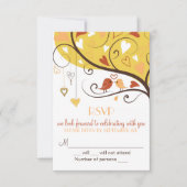 Whimsical Herfst Autumn Lovebird RSVP Card nodigt (Voorkant)