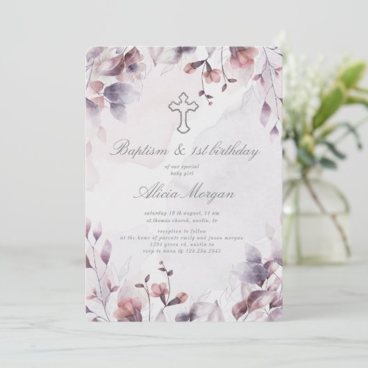 Whimsical Herfst Bloemendoop Eerste Verjaardag Kaart (Staand voorkant)