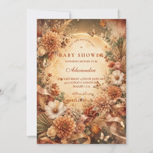 Whimsical Herfst Boho Baby Shower Kaart (Voorkant)