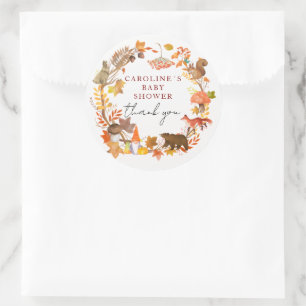 Whimsical Herfst Bos Baby Shower Bedankt Ronde Sticker