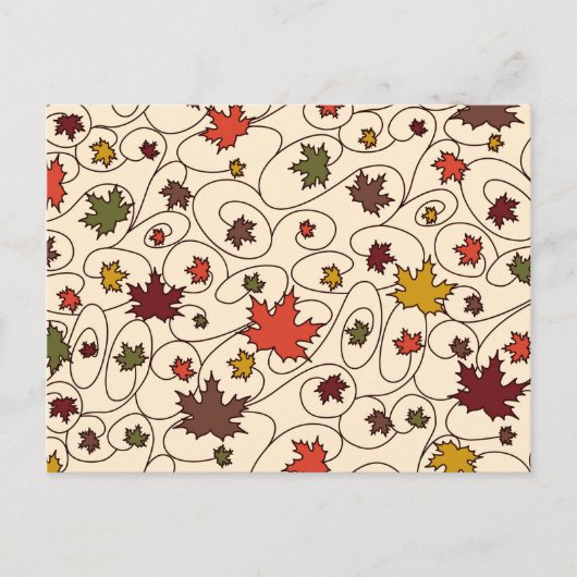 Whimsical Herfst Curly Maple Leaf Pattern Briefkaart (Voorkant)