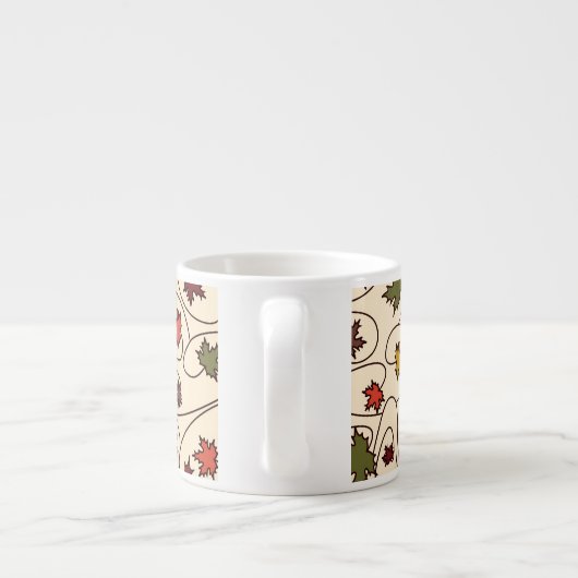 Whimsical Herfst Curly Maple Leaf Pattern Espresso Kop (Achterkant)