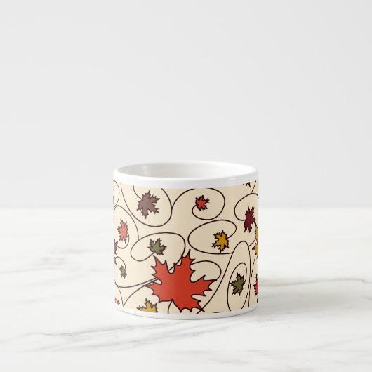 Whimsical Herfst Curly Maple Leaf Pattern Espresso Kop (Voorkant)