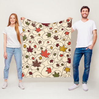 Whimsical Herfst Curly Maple Leaf Pattern Fleece Deken