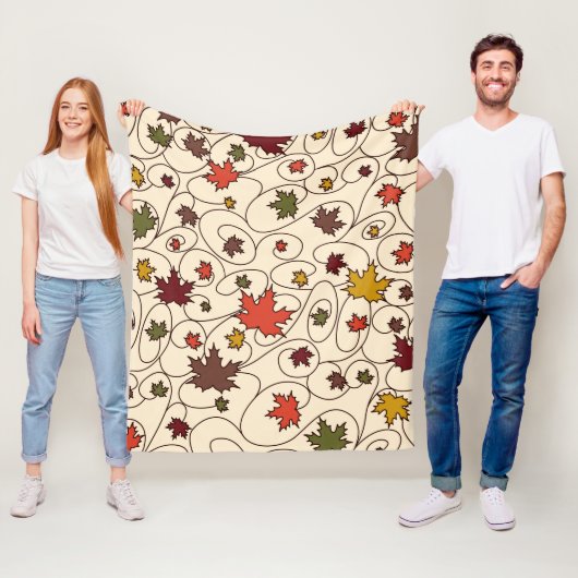 Whimsical Herfst Curly Maple Leaf Pattern Fleece Deken (In situ)
