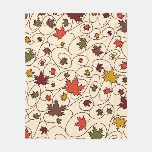 Whimsical Herfst Curly Maple Leaf Pattern Fleece Deken (Voorkant)