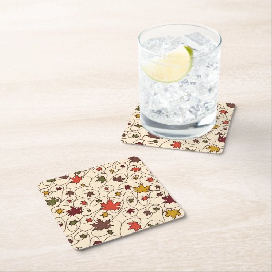 Whimsical Herfst Curly Maple Leaf Pattern Kartonnen Onderzetters (Insitu)
