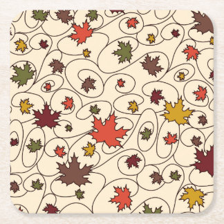 Whimsical Herfst Curly Maple Leaf Pattern Kartonnen Onderzetters