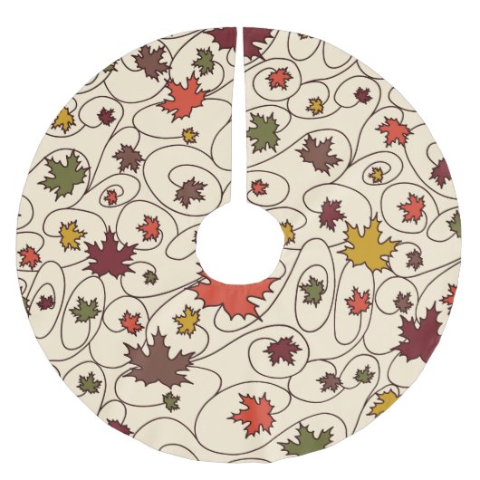 Whimsical Herfst Curly Maple Leaf Pattern Kerstboom Rok (Voorkant)
