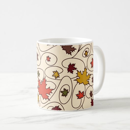 Whimsical Herfst Curly Maple Leaf Pattern Koffiemok (Voorkant rechts)