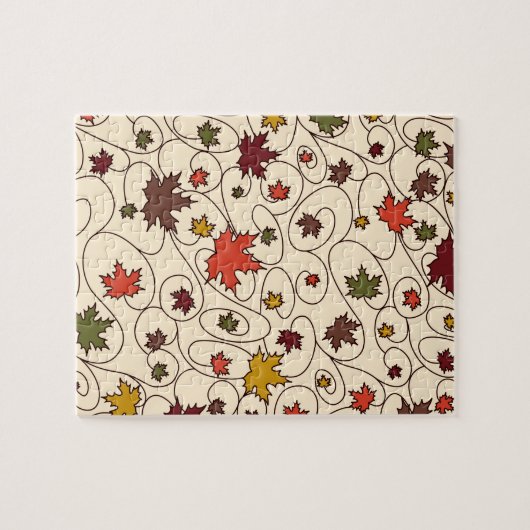 Whimsical Herfst Curly Maple Leaf Pattern Legpuzzel (Horizontaal)