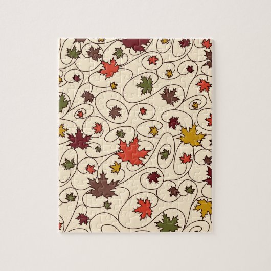 Whimsical Herfst Curly Maple Leaf Pattern Legpuzzel (Verticaal)