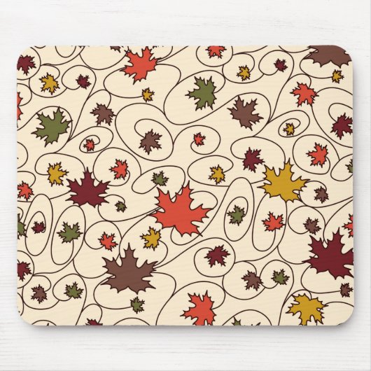 Whimsical Herfst Curly Maple Leaf Pattern Muismat (Voorkant)
