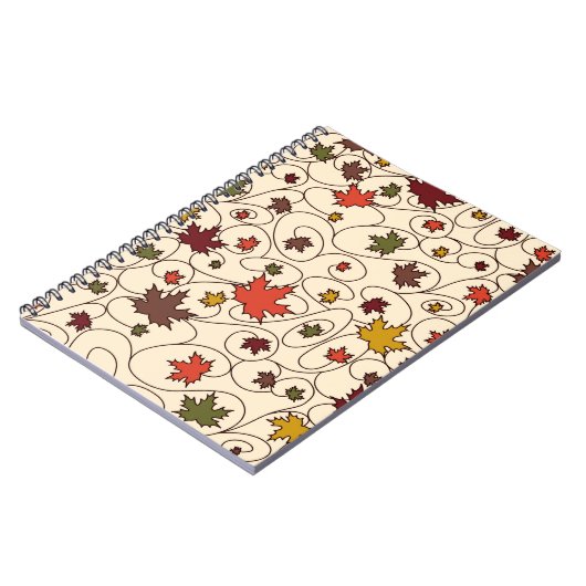 Whimsical Herfst Curly Maple Leaf Pattern Notitieboek (Linkerzijde)