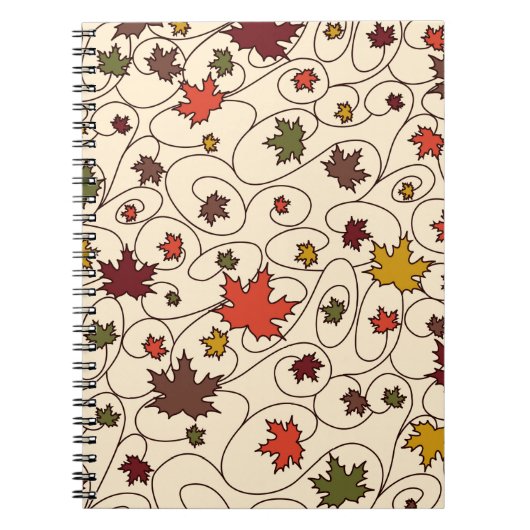 Whimsical Herfst Curly Maple Leaf Pattern Notitieboek (Voorkant)