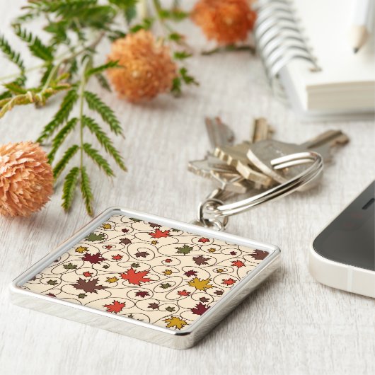 Whimsical Herfst Curly Maple Leaf Pattern Sleutelhanger (Zijkant)