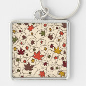 Whimsical Herfst Curly Maple Leaf Pattern Sleutelhanger (Voorkant)