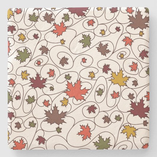 Whimsical Herfst Curly Maple Leaf Pattern Stenen Onderzetter (Voorkant)