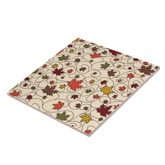 Whimsical Herfst Curly Maple Leaf Pattern Tegeltje (Zijkant)