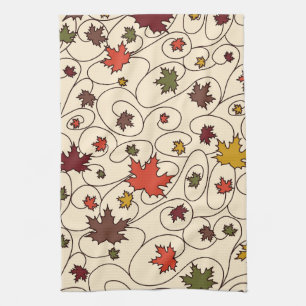 Whimsical Herfst Curly Maple Leaf Pattern Theedoek