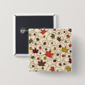 Whimsical Herfst Curly Maple Leaf Pattern Vierkante Button 5,1 Cm (Voorkant /achterkant)