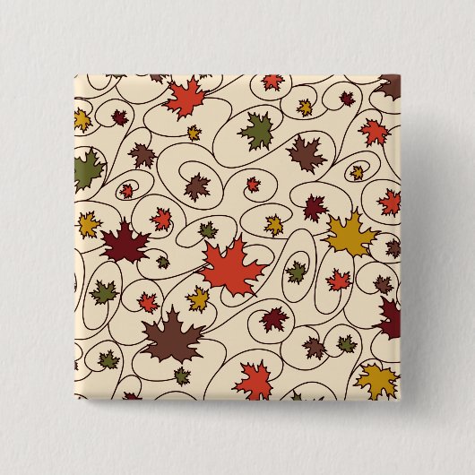 Whimsical Herfst Curly Maple Leaf Pattern Vierkante Button 5,1 Cm (Voorkant)