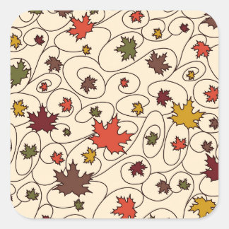 Whimsical Herfst Curly Maple Leaf Pattern Vierkante Sticker