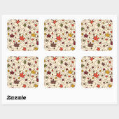 Whimsical Herfst Curly Maple Leaf Pattern Vierkante Sticker (Vel)