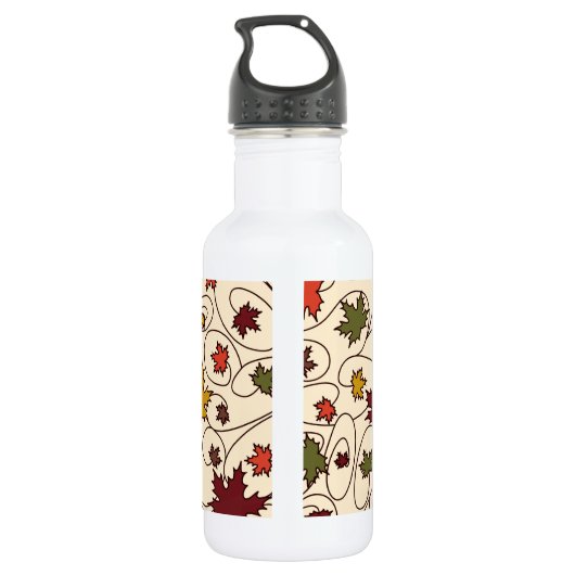 Whimsical Herfst Curly Maple Leaf Pattern Waterfles (Achterkant)