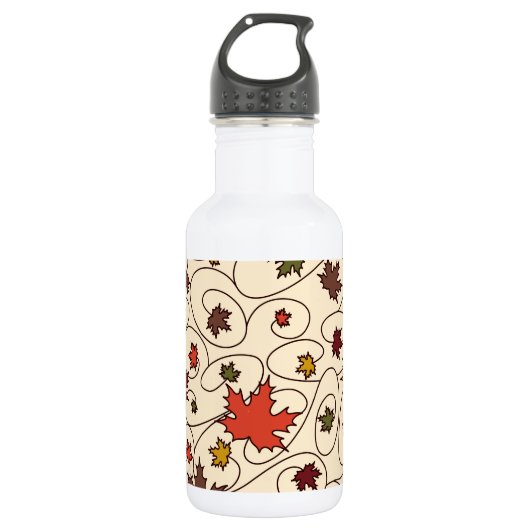 Whimsical Herfst Curly Maple Leaf Pattern Waterfles (Voorkant)