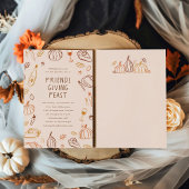 Whimsical Herfst Doodles Friendsgiving Dinner Kaart