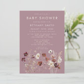 Whimsical Herfst Dried Flowers Mauve Baby shower Kaart (Staand voorkant)