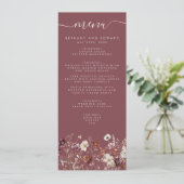 Whimsical Herfst Dried Flowers Mauve Wedding Menu (Staand voorkant)