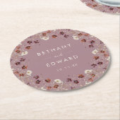 Whimsical Herfst Dried Flowers Mauve Wedding Ronde Kartonnen Onderzetter (Gebogen)