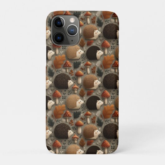 Whimsical herfst egel- en paddenstoelenpatroon Case-Mate iPhone case (Achterkant)