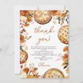 Whimsical Herfst Floral Little Cutie Pie Baby show Bedankkaart (Voorkant)