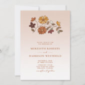 Whimsical Herfst Floral QR Code Wedding Kaart (Voorkant)