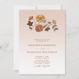 Whimsical Herfst Floral QR Code Wedding Kaart
