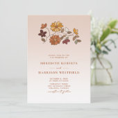 Whimsical Herfst Floral QR Code Wedding Kaart (Staand voorkant)