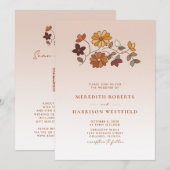 Whimsical Herfst Floral QR Code Wedding Kaart (Voorkant / Achterkant)