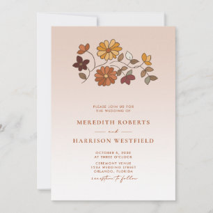 Whimsical Herfst Floral QR Code Wedding Kaart