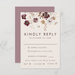 Whimsical Herfst Floral Wedding RSVP Kaartje