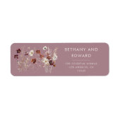Whimsical Herfst Flowers Mauve Wedding Etiket (Voorkant)