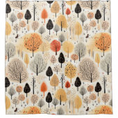 Whimsical herfst laat bomen beige oranje herfst douchegordijn (Voorkant)